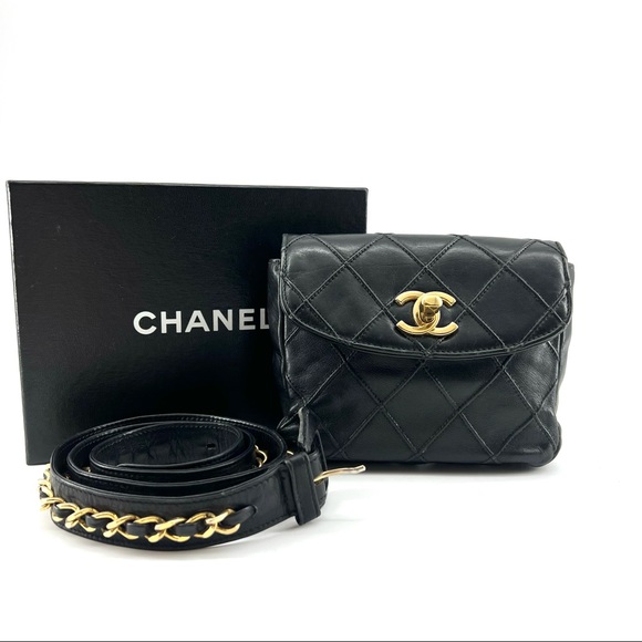 ✈️sold✈️Chanel Black Gold Bag Bum bag Belt - Picture 4 of 16